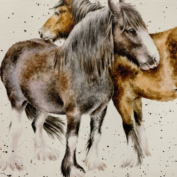 Watercolor Horses Canvas Art - Brown & Gray 8“ x 8“. horse painting, horse decor - Picture 3 of 4
